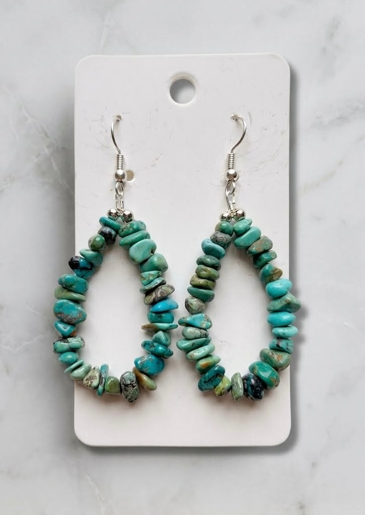 Southwest Turquoise Chip Teardrop Earrings